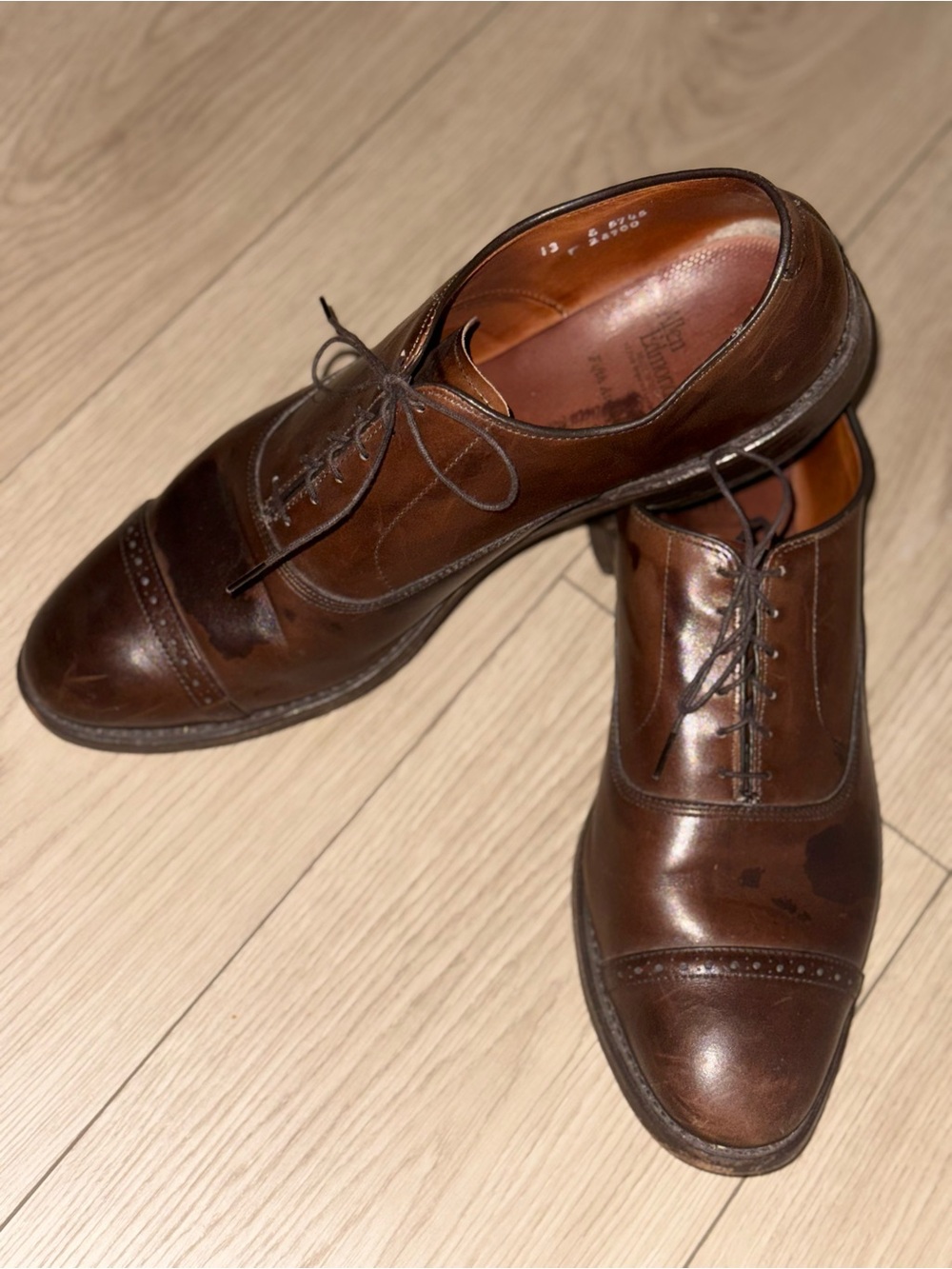 Allen Edmonds Fifth Avenue Oxford Mens 13 Dark Brown Leather Cap Toe Dress Shoes